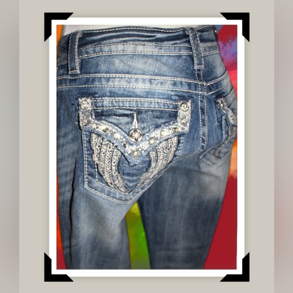 Miss Me Embellished Angel Wings Mid-Rise Boot Cut Jeans